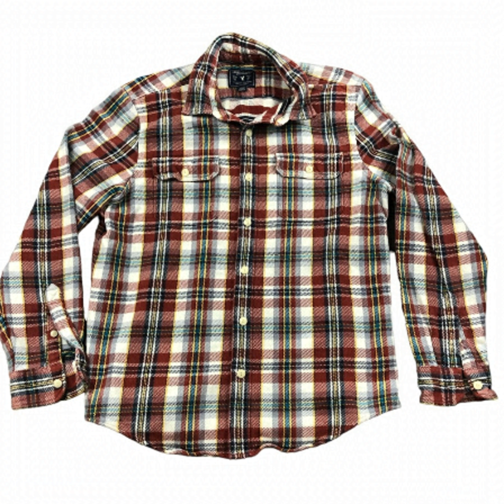 American Eagle Cotton Plaid Flannel Fall Shacket Shirt Jacket